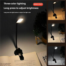 Lampe de Lecture Rechargeable avec 10 LED, 3 Températures de Couleur, Fixation Portable par Pince à Livres et Col de Cygne Flexible à 360