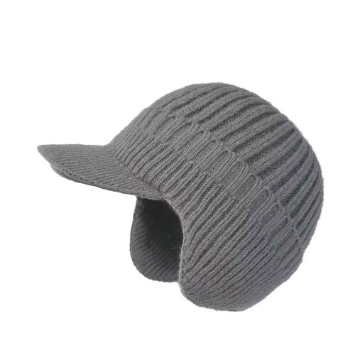 Comfortable Knit Beanies Cold Protections Hat Outdoor-Gray