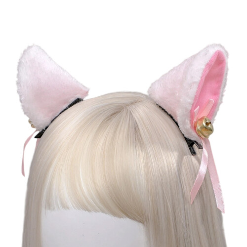 Realistic Artificial Cats Ears Headwear for Costume-White