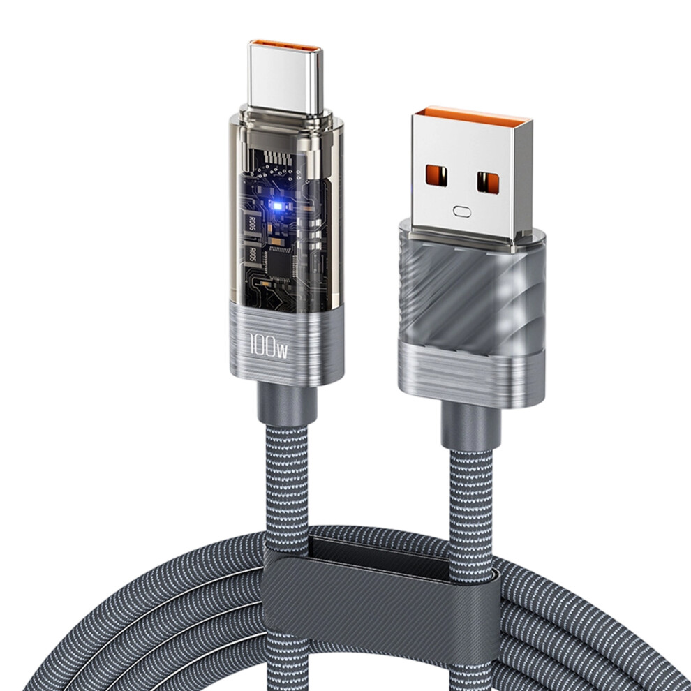 Fast Speed 100W Usb To Usb C Cable Charging Cable Clear- 2M Grey 7627001428775