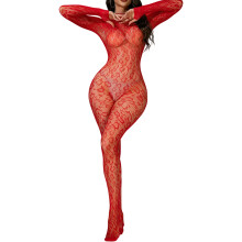 Elegant Backless Full Coverage Legwear Stretchy Nylon-Red