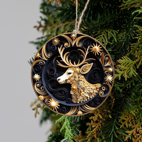 Christmas Tree Pendant Decoration Blue Acrylic 3.1 in 2