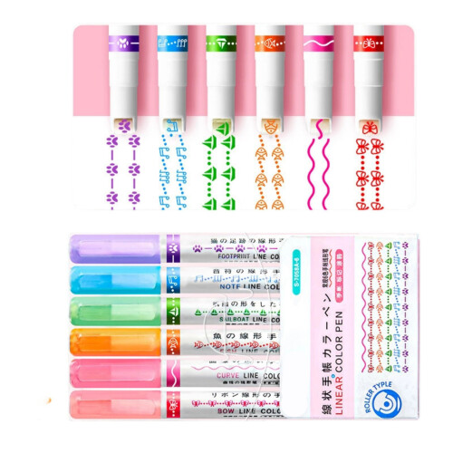 Stylos à motifs de courbes décoratives, 6 pièces, pour-Type D