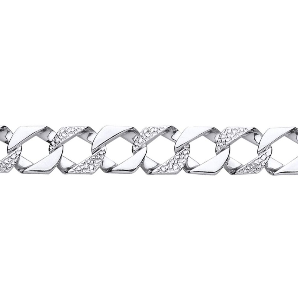 Jewelco London Mens Sterling Lizard Skin Curb Cast Bracelet 14Mm 8.5 Inch - Gvb405 Silver