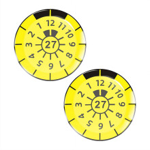 2pc 3D Gel Domed Inspection Stickers German Car Plate-Yellow