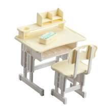 Realistisch Studietafel Stoel Model Beeldje Plastic-Geel