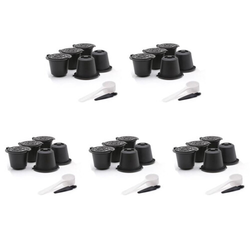 25 Reusable  Capsules Refillable Coffee Capsule Filter with  Coffee Machines with Coffee Spoon Brush