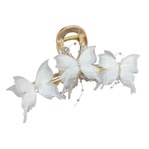 Pince à cheveux papillon polyvalente pour un style-Blanc
