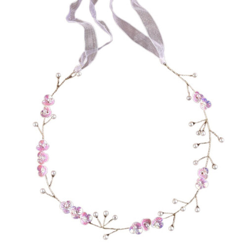 Bandeau élégant en perles florales, accessoire de-Violet