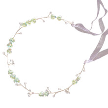 Artificial Pearls Flower Crownpiece Hair Accessories-Green