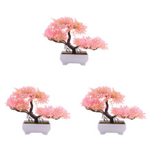 3X Artificial Plants Bonsai Small Tree Pot Fake Plant Flowers Potted Faux Bonsai for Home Room Table Hotel Garden Decor