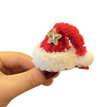 Festival Theme Christmas Hat Hair Clip Side Pin For Holiday-Red