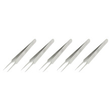 5X  Pointy Tip Polerad Rostfri Rak Pincett 11Cm