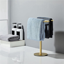 2X Gold Hand Towel Holder Stand Free-Standing Towel Rack Stainless Steel Towel Rack Stand Tower Bar for Bathroom Vanity