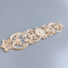 6pcs 40Cmx10Cm Woodcarving Decals Carved Corner Flower Cabinet Door Bed Decorative Patch Onlay Wood Applique