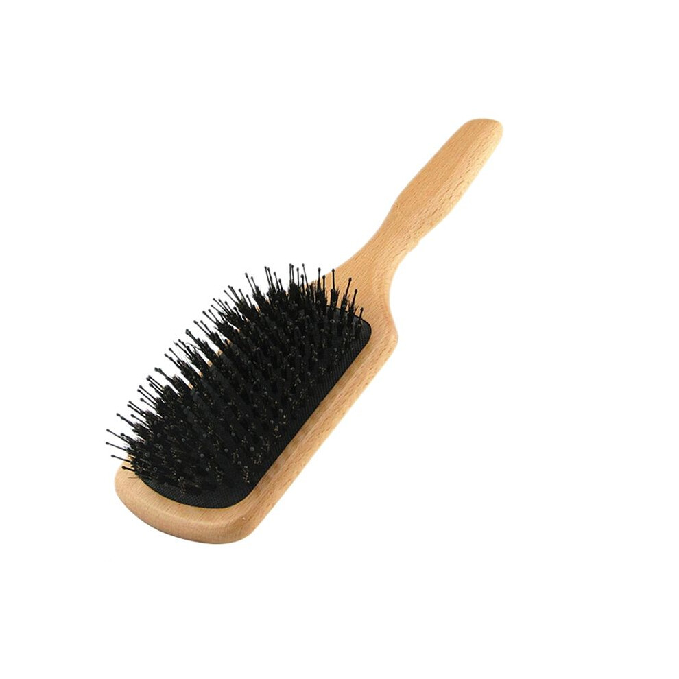Boar Bristle Hair Brush Beech Wooden Design Comb Gasbag Massage Hair Brush for Dry Wet Hair Detangler Women