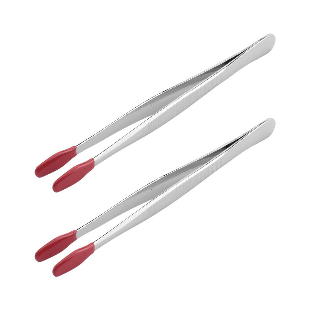 2 Pieces of Rubber Tip Tweezers PVC Silicone Precision Tweezers Laboratory Industrial Hobby  Tweezers Tool-Red