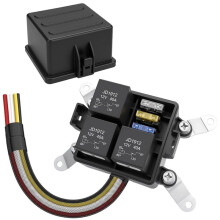 12V 3-Wege-Sicherungsrelaisbox, Vorverdrahtet, 4-Poliger 40A-Relaisblock und -Kit, 3 Relais und 3 ATC/ATO-Flachsicherungen für Autos und Boote
