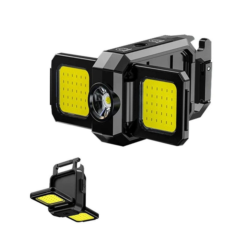 Cob Keychain Work Light Foldable Flashlight With Bottle Opener For Camping, Car Repair, Hiking,Emergency Use 2Pc 6033986774386