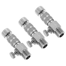1/8 Air Brush Quick Connect Set, 3pcs Metal Airflow Control Valve Quick Release Disconnect for Air Brush Hose, Silver