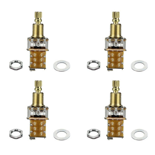 4St Gitarr Push/Push Potentiometer Kortskaft Push Push Potentiometer Elektrisk Gitarrpott A500K för Gitarrbasdelar