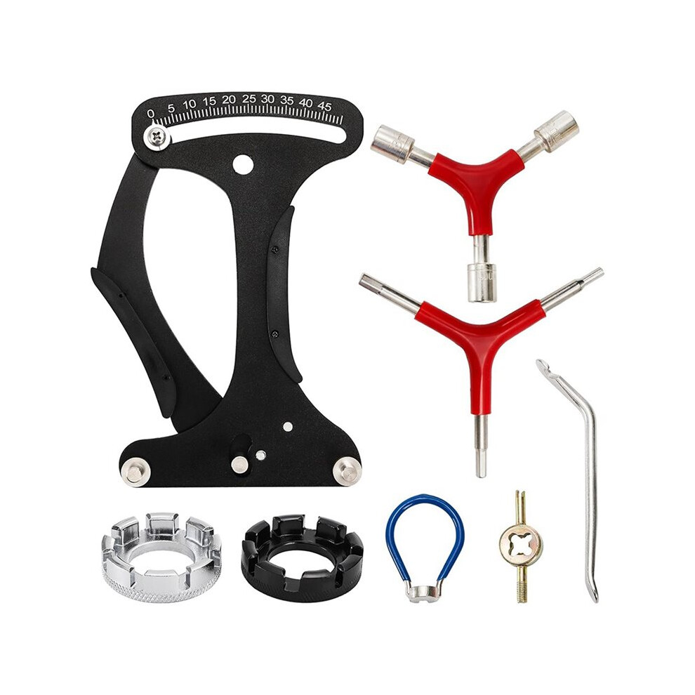 8 Pieces Bicycle Spoke Tension Meter Wrench Repair Tool Set, Adjustment Bike Bicycle Spoke Indicator Tensiometer Wrench 6031244174275