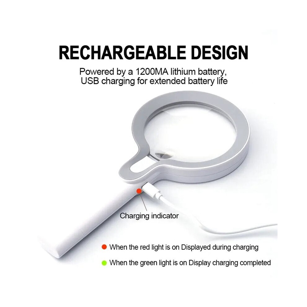 Illuminated Magnifier Usb Rechargeable Magnifier Handheld Magnifying Glass With 29 Led For Reading/Jewellery/Maintenance 6032556369311