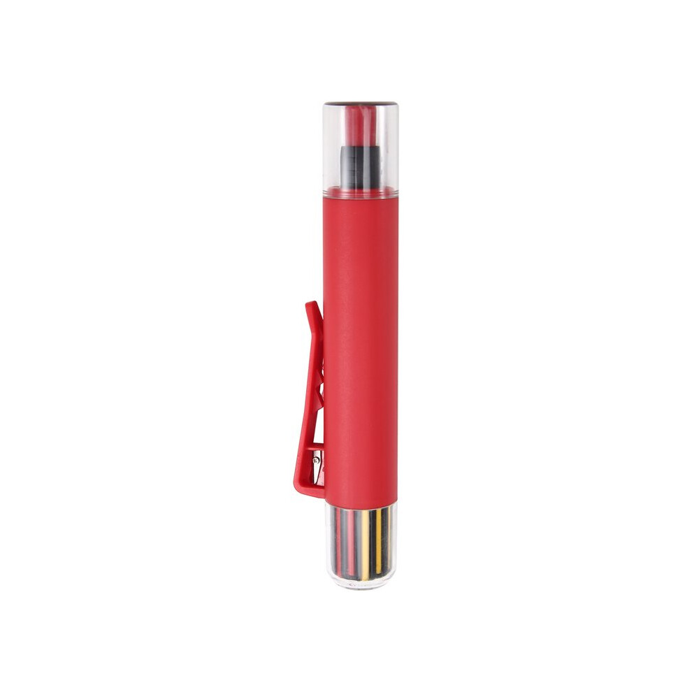 Solid Carpenter Pencil Woodworking Mechanical 3 Colors Refill Construction Marking Scriber Built-In Sharpener Red 4712474994193