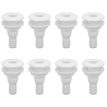 8X Boots-Wasserablass-Speiserohr ABS 3/4 Zoll Weiß Durch Rumpfverbinder, Schlauchkupplung, Ablaufauslass, Ersatz-Hardware