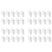 40Pcs Suction Cup Clips Transparent Sucker Clamp Bathroom Window Glass Suction Cup with Clip for Advertising Display