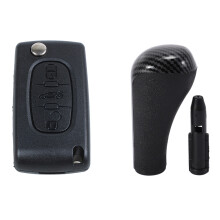 1 Pcs Key Remote Shell for & 1 Pcs Carbon Fiber AT Gear Shift Knob Shifter Lever Stick