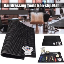 Friseur-Arbeitsplatzmatte, Rutschfest, Schwarz, Organizer für Haarschneidemaschinen, Scheren, Trimmer, Bürsten, Aufbewahrungswerkzeug