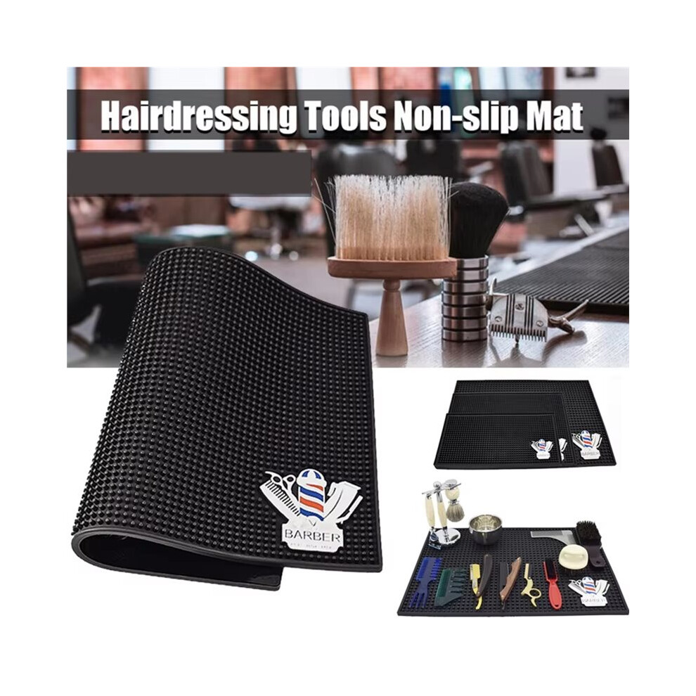 Tlily Black Barber Station Mat Cushion Non-Slip Pad Hairdress Organizer For Clippers Scissors Trimmers Brushes Storage Tool