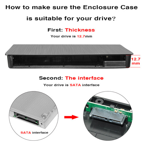 USB3.0  External DVD Enclosure Hard Plastic Case for Laptop Notebook 12.7Mm CD-ROM Case Without Optical Drive
