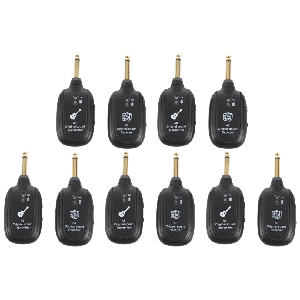 5X Uhf Guitar Wireless System Transmitter Receiver Built-In Rechargeable 6031947249379