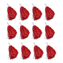 48x Cheerleading Pom Poms Metallic Foil Cheer Pom Poms with Plastic Handle for Adults Kids Cheerleaders Party Red &