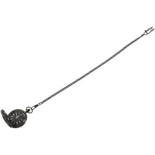 Vintage Steampunk Black Roman Numerals Necklace Quartz Pendant Pocket Watch Gift with Pocket Watch, Metal Strap,Silver