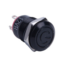 2 Pcs 12V 2A 9.5mm LED Metal Cap Power Momentary Push Button Car DIY Modified, Red & Yellow