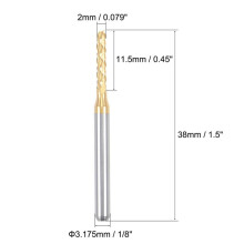 50PCS Titanium Coat Carbide End Mill Engraving Milling Cutter CNC Router Bits for PCB Machine, 1/8 Inch Shank 2Mm