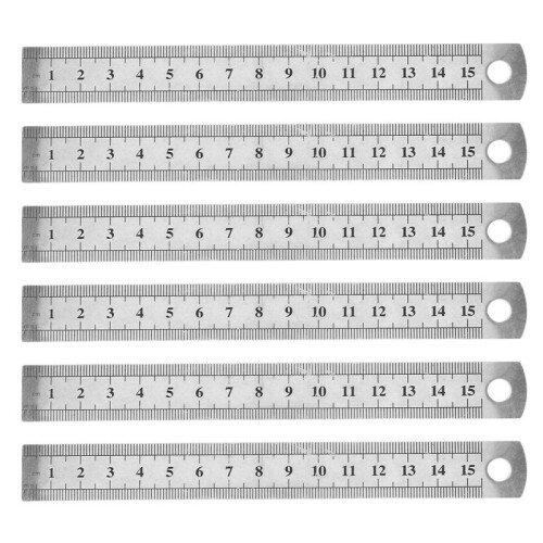 6pcs 15cm 6 Inch Stainless Metal Ruler Measuring Tool 1