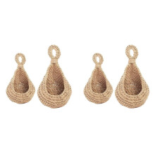 4X Jute Potato and Onion Storage Basket for Pantry Boho Kitchen Decor Bohemian Hanging Fruit Baskets for Kitchen