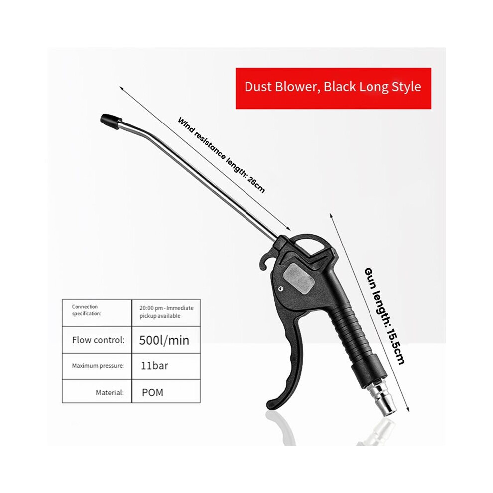High Flow Air Blower Gun For Compressor With Angled Bent Nozzle High Pressure Dust Removal Air Blowing Dust Gun Black 6031396599841