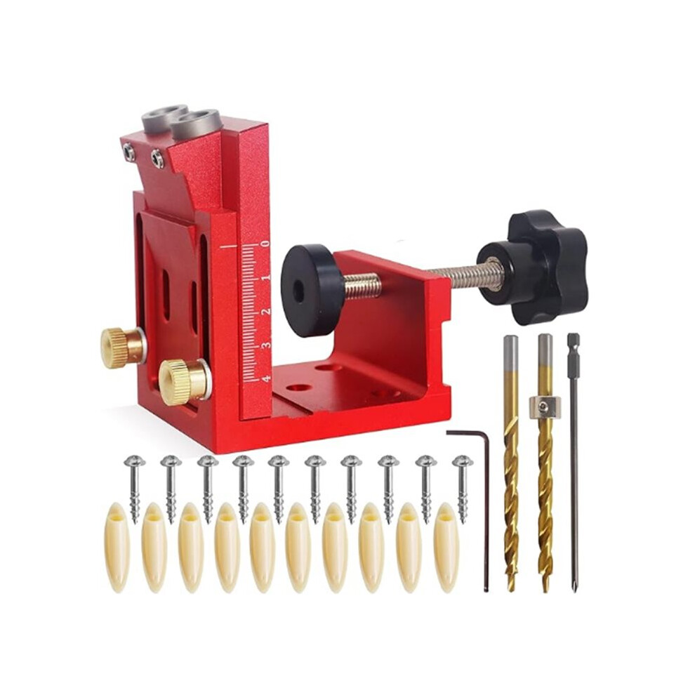 Hfm Pocket Hole Jig Kit Adjustable Woodworking Tools Pocket Dowel Hole Jig System Set Wood Woodwork 6033963040831