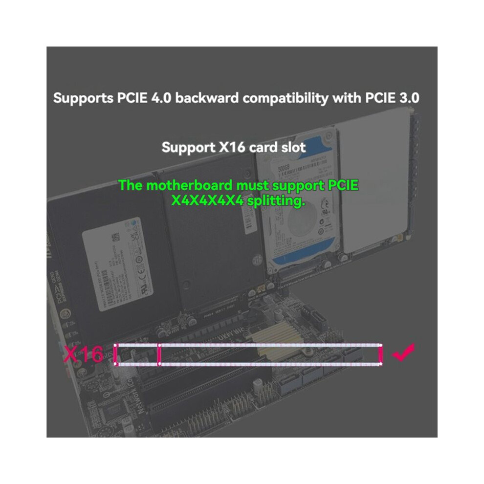 2X Ph46-4 4-Disk Sff8639 U.2 Nvme & 2.5-Inch Hard Drive To Pcie4.0 Split Card Pcie4.0 X16 Hard Disk Adapter Card 6034002985373