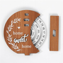 4X Wooden Calendar Home Porch Decoration Office Desktop Decoration Manual Rotating Desk Calendar Sweet House A
