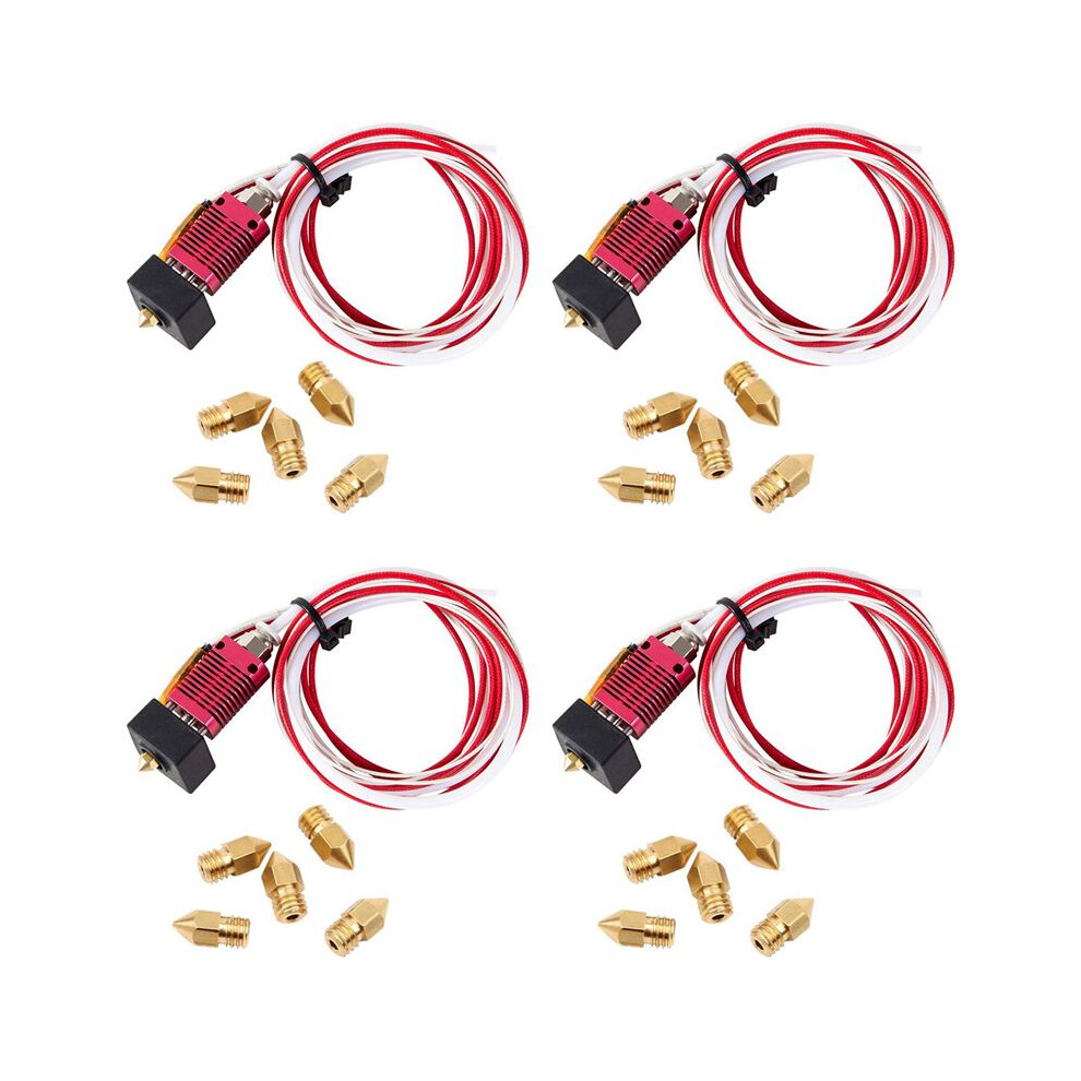 4X 3D Printer Extruder Assembled Mk8 Hot End For 3 / 3 Pro With Aluminum Heating Block, 1.75Mm, 0.4Mm Nozzle White 6031945935519