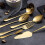 12-Piece Serving Flatware Silverware Set, Serving Utensil Set,Include Cake Server, Slotted Serving Spoon Gold 3