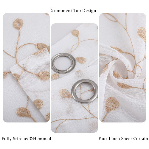 White sheer curtains grommet top 2 panels 52" x 63" 2