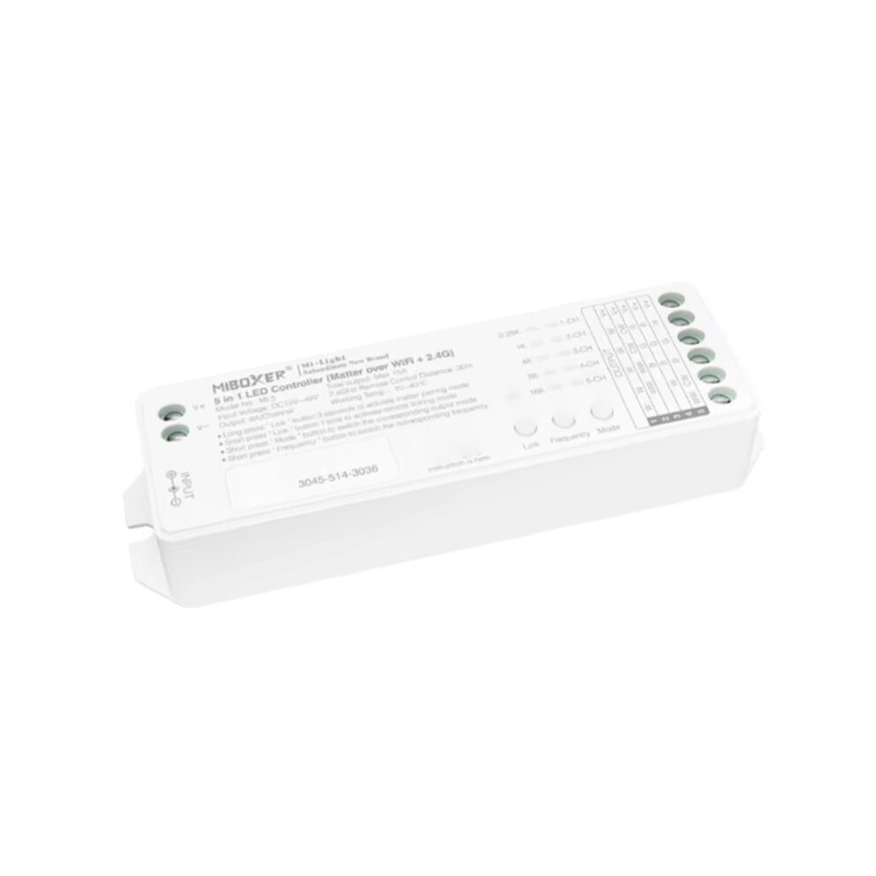 Miboxer New Ml5 5 In 1 Controller Tuya Voice App Wifi Control(Matter Over Wifi+2.4Ghz) For Dim/Rgb/Rgbw/Rgbww/Rgbcw/Rgbcct Strip 4711140898469