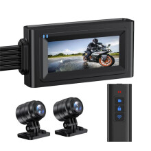 Motorcykel 3,16-Tums Körinspelare Pekskärm Fram & Bakre Kamerainspelare med Minneskort Dual Record+WIFI+GPS+64G